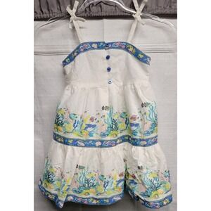 NWT Tahari Girl's White Tropical Sea Life Cotton Lined Sundress 4T